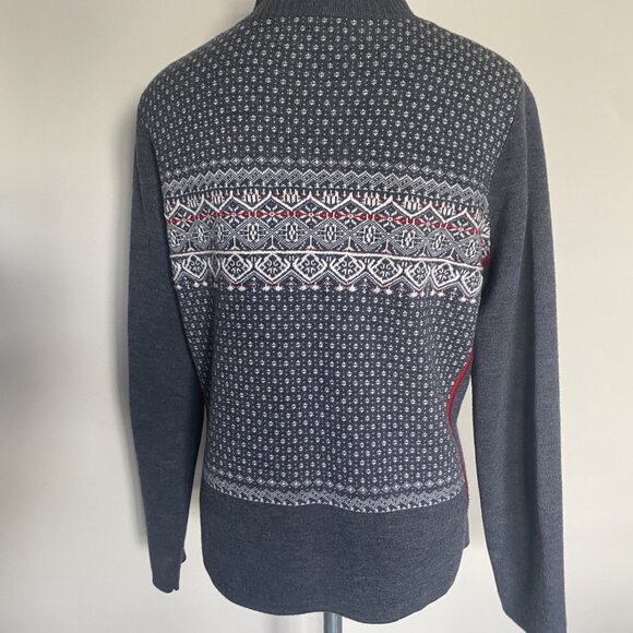 EUC EDDIE BAUER SPORT Gray Merino Wool Sweater Jacket sz L - Picture 7 of 7